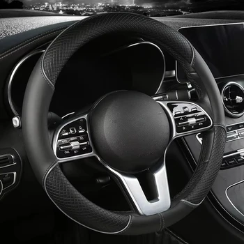 All Seasons Leather Diamond Steering Wheel Cover Universal Fit for 14 .5-15 Inch Durable Leather Cover Anti-Slip Veins Design 1