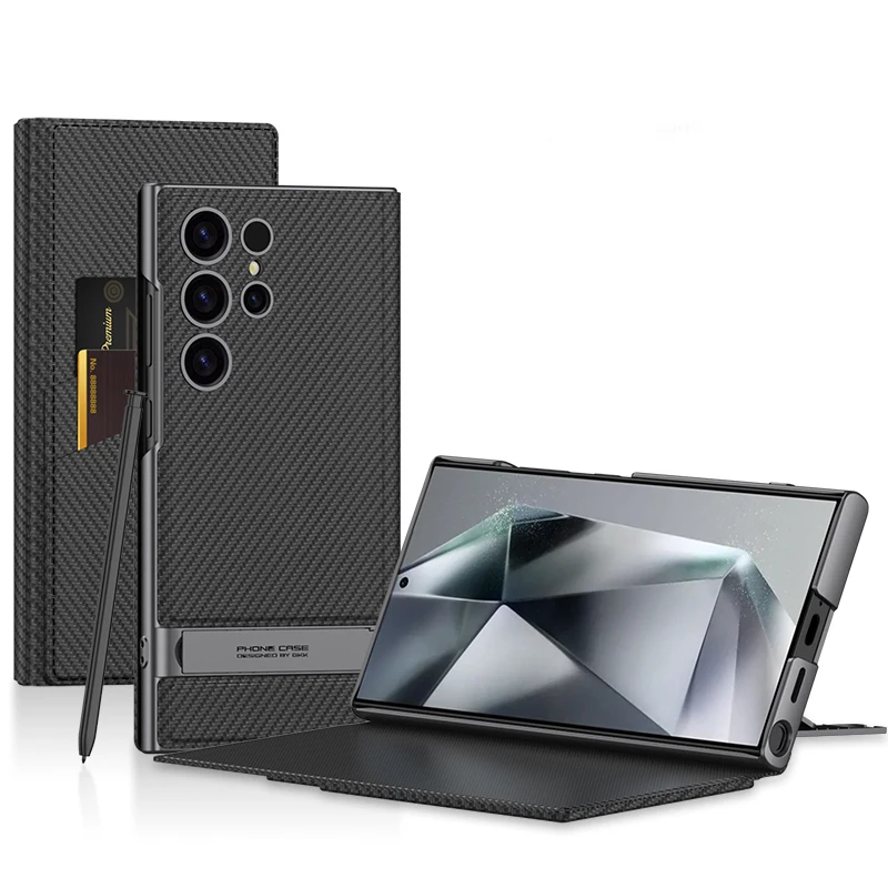 For Samsung Galaxy S25 Ultra Case GKK Shockproof Full Coverage Flip PU Leather Protective Phone Cover with Card Slot