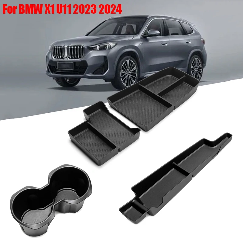 Organizer per console centrale compatibile con BMW X1 U11 2023-2024, vassoio organizer posteriore per schermo di navigazione, supporto per telefono cellulare lato schermo GPS, supporto per telefono