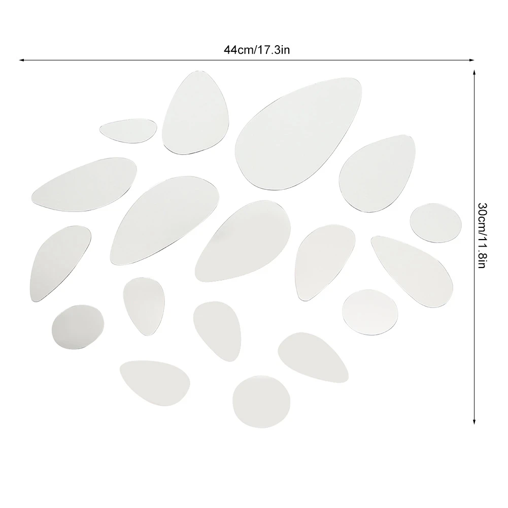 Pebble Shaped Acrylic Mirror Sticker Self-adhesive Wall Stickers DIY Art Acrylic Mirror Decals Living Room Decoration 18Pcs