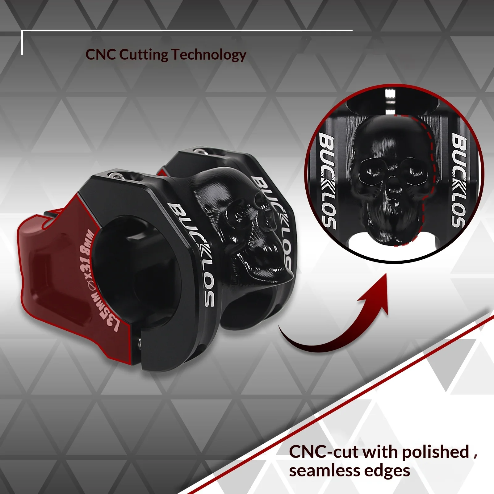 벅클로스 산악자전거 스템 CNC 알루미늄 합금 해골 디자인 31.8mm 고강도 아노다이징 방수 방청 다운힐 자전거용