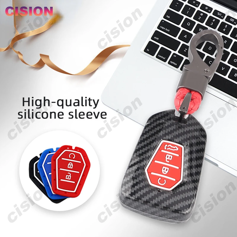 Portachiavi Per Auto In Silicone Abs In Fibra Di Carbonio Portachiavi Shell Per Isuzu D-Max Dmax Mu-X Mux Mu-7 Smart Remote Fob Holder Styling