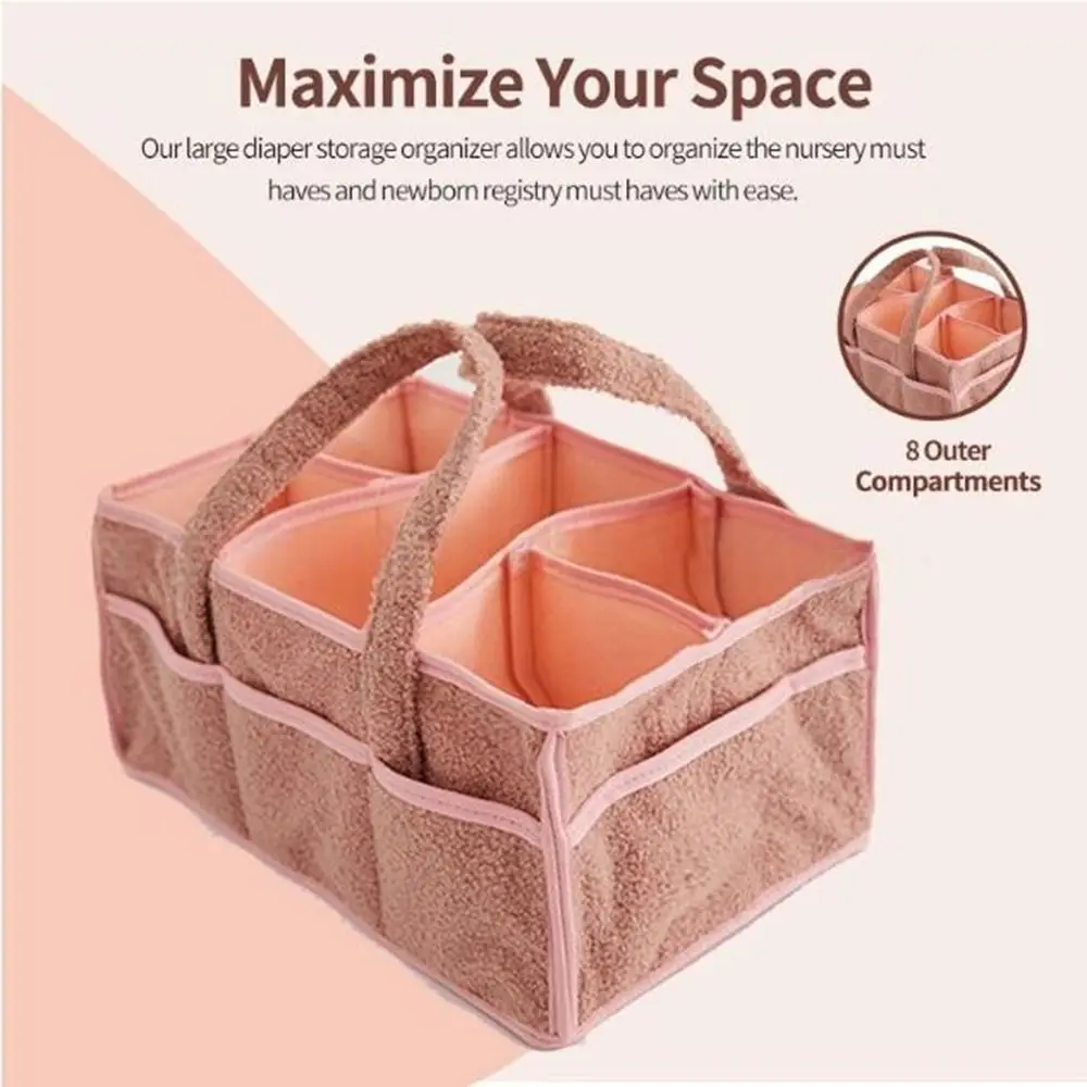 Multifunctional Baby Diaper Bag Large Capacity Removable Divider Baby Diaper Basket with Handle Diaper Storage Basket Newborn