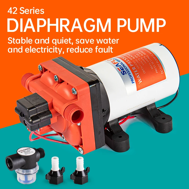 42 Series 12V 24V Marine Diaphragm Pump Self Priming Pump Boat Accessories Showers Toilets Water Transfer Motor for RV Caravan