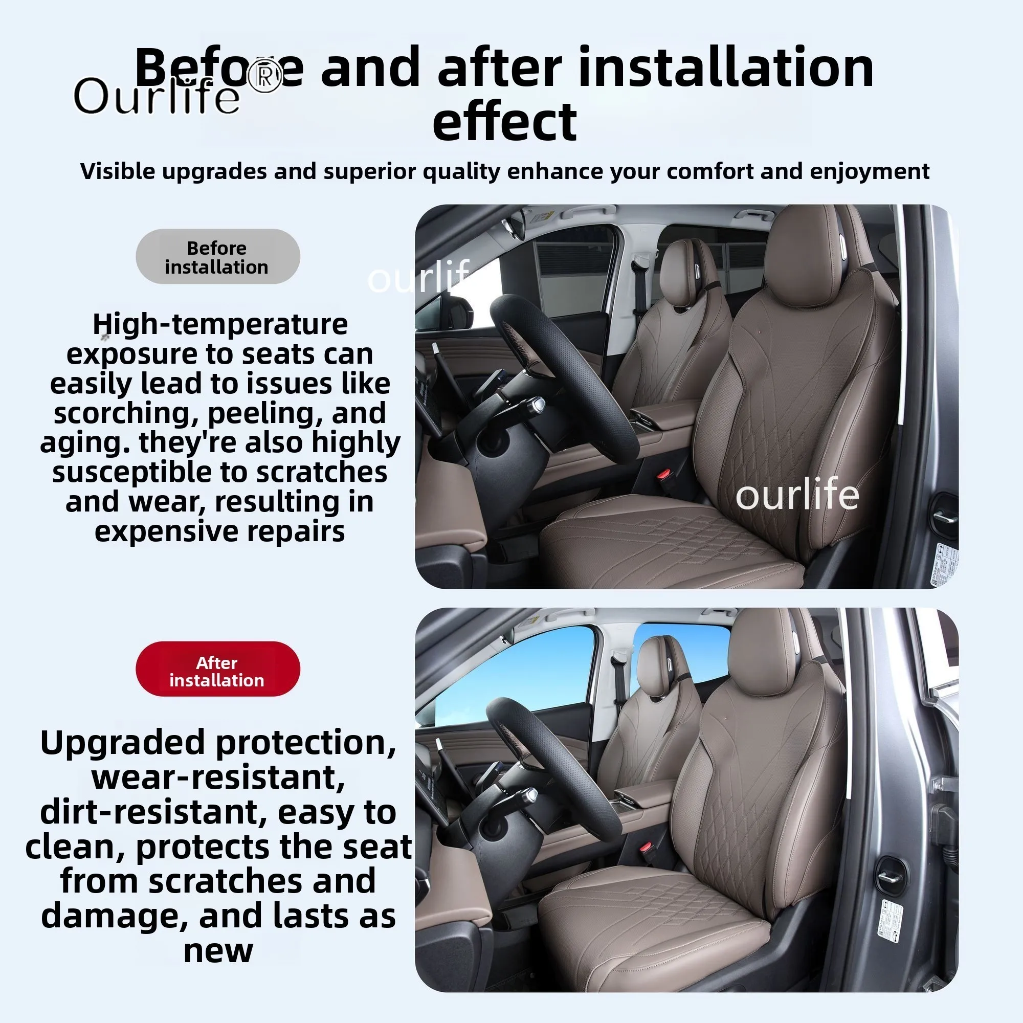 오모다 7 C7 phev 2026 2027 전용 맞춤형 카시트 커버, 앞좌석과 뒷좌석 가죽 PU 가죽 시트 커버 포함 하프팩