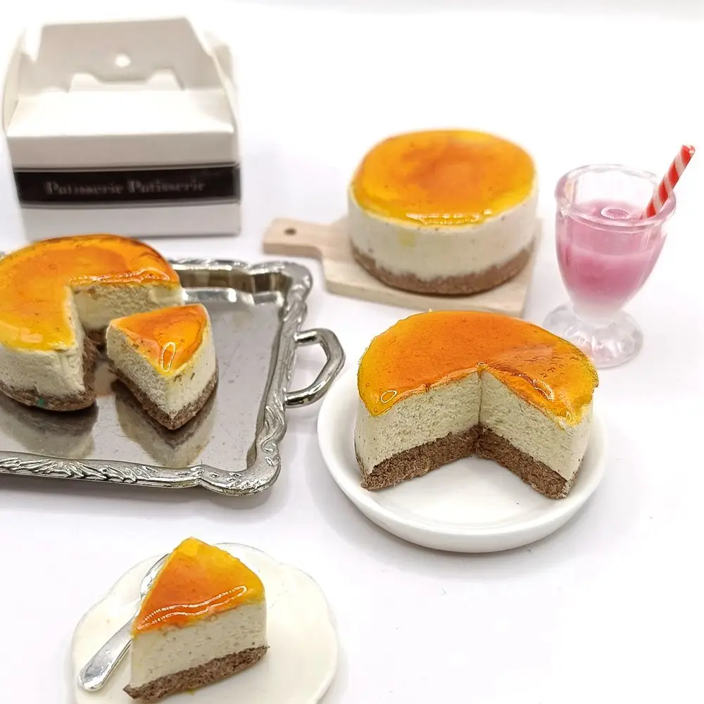 NEW 1PCS 1/6 Scale Dollhouse Miniature Cheese Cake Pretend Food Mini Cake for Blyth OB11 BJD Dolls Toys Accessories 4