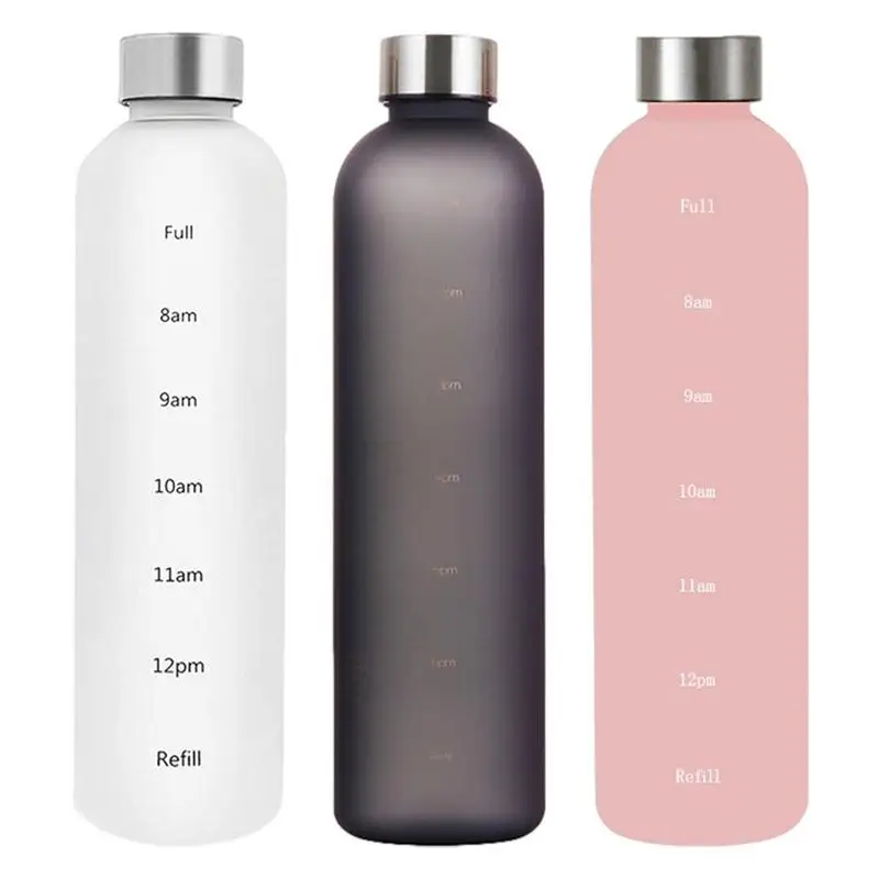 

Gradient Motivational Sports Water Bottle with Time Marker Plastic Frosted Water Cup Outdoor Fitness Water Bottles 35OZ