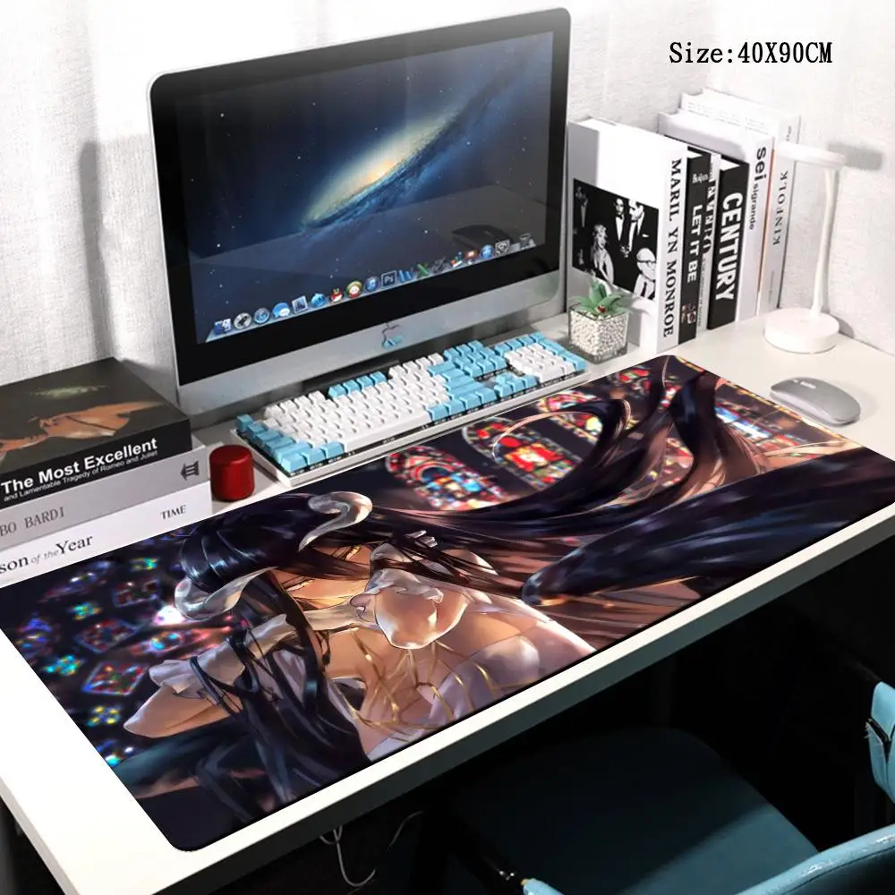 Albedo alfombrilla de ratón grande Anime Overlord Pc Gamer gabinete teclado Mausepad accesorios de Juegos de ordenador alfombra de mesa alfombrilla de escritorio alfombrilla para ratón