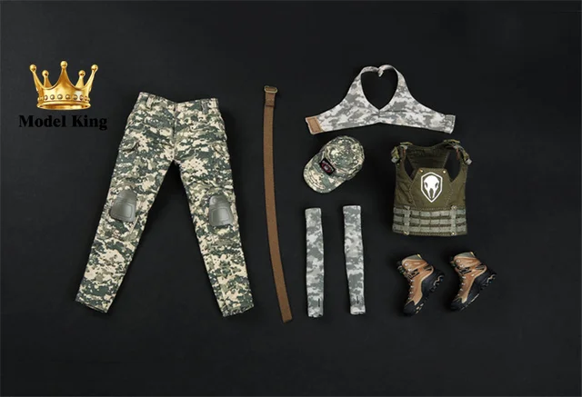 FG048 1/6 Scale Sexy Female Soldier Costume Tactical Girl Shooter Camo Suit  Clothes Set Model