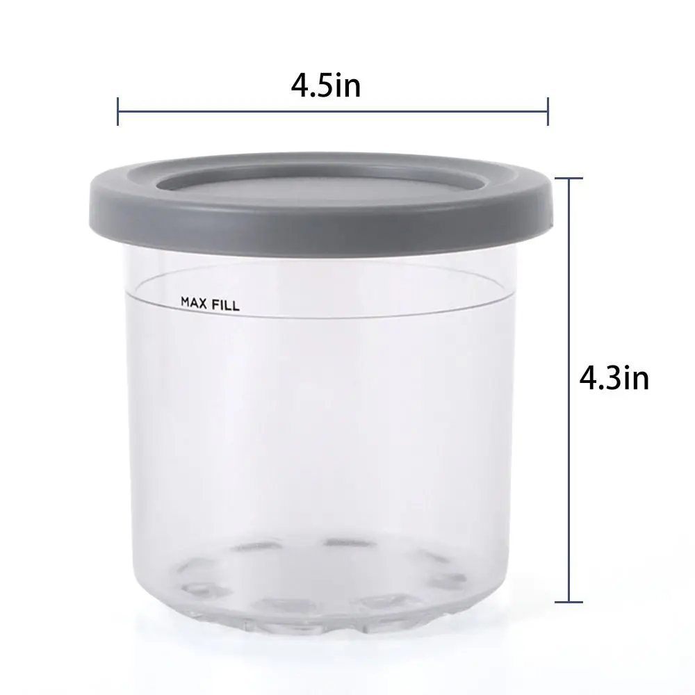 Ice Cream Containers with Lids 1/2/4pcs for Ninja Creami Pints Nc301 Nc300 Nc299amz Maker