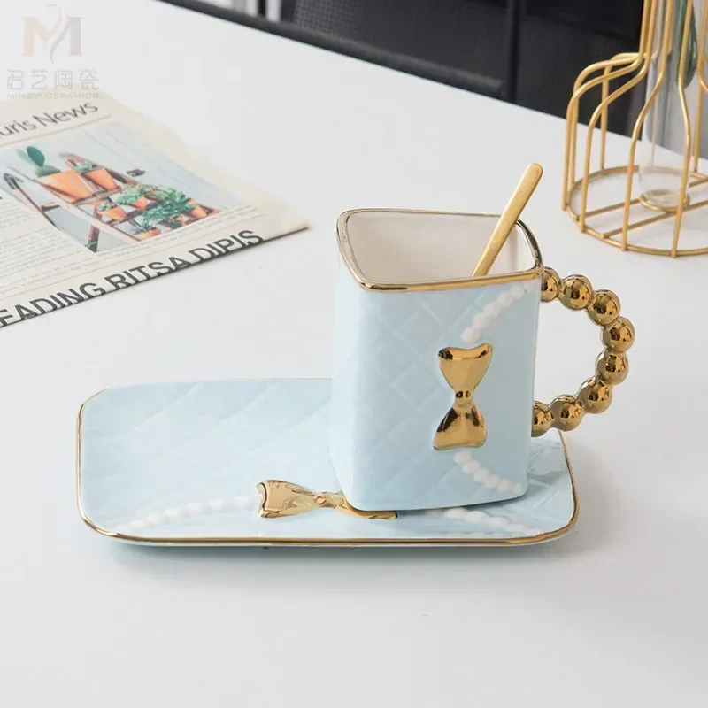 Creative Light Luxury Bag Shaped Ceramic Mug Personalized Coffee Cup Plate Set Home Drinking Cup Girl Gift Home Decoration 5 Creative Light Luxury Bag Shaped Ceramic Mug Personalized Coffee Cup Plate Set Home Drinking Cup Girl Gift Home Decoration 5