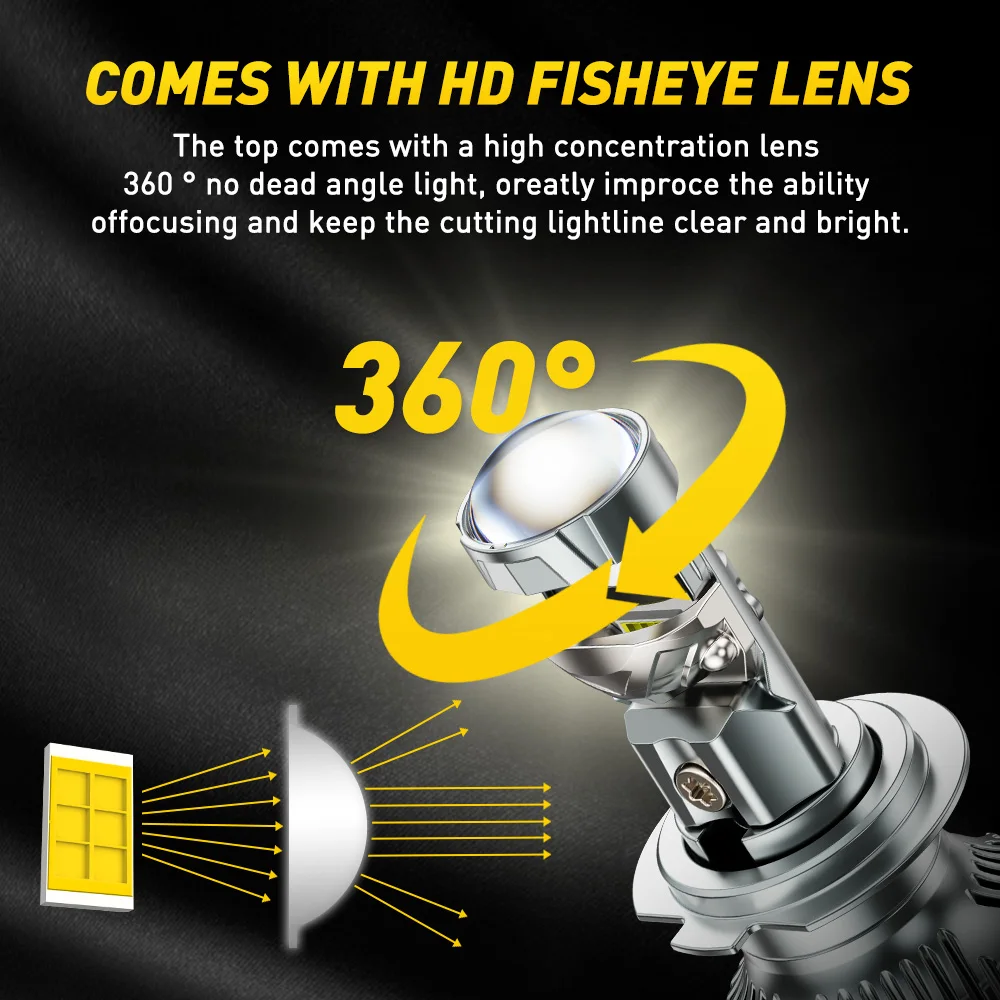 AUXITO 2개입 4300K 110W H7 LED 헤드라이트 캔버스 H7 LED 프로젝터 렌즈 램프 6500K 자동차 헤드램프 키트 12V 터보 라이트 전구