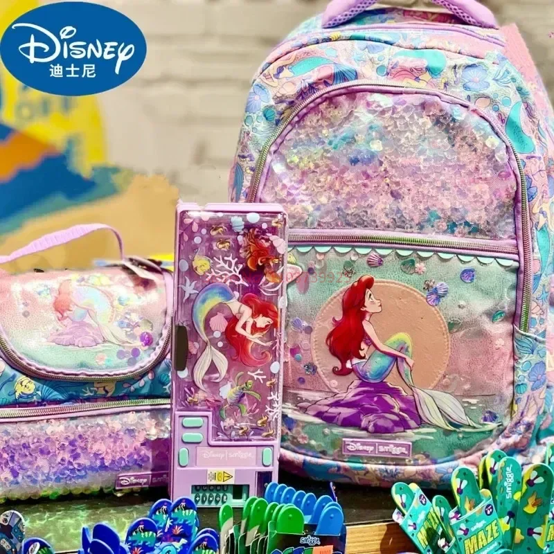 

New Genuine Disney Australia Smiggle Mermaid School Bag Student Stationery Student Pen Case Lunch Bags Backpack School Kids Gift