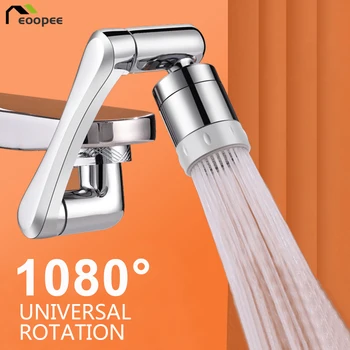 Universal Rotation Faucet Sprayer Head for Kitchen 1080° Rotating Faucet Aerator With Mechanical Arm SplashProof Faucet Extender 1
