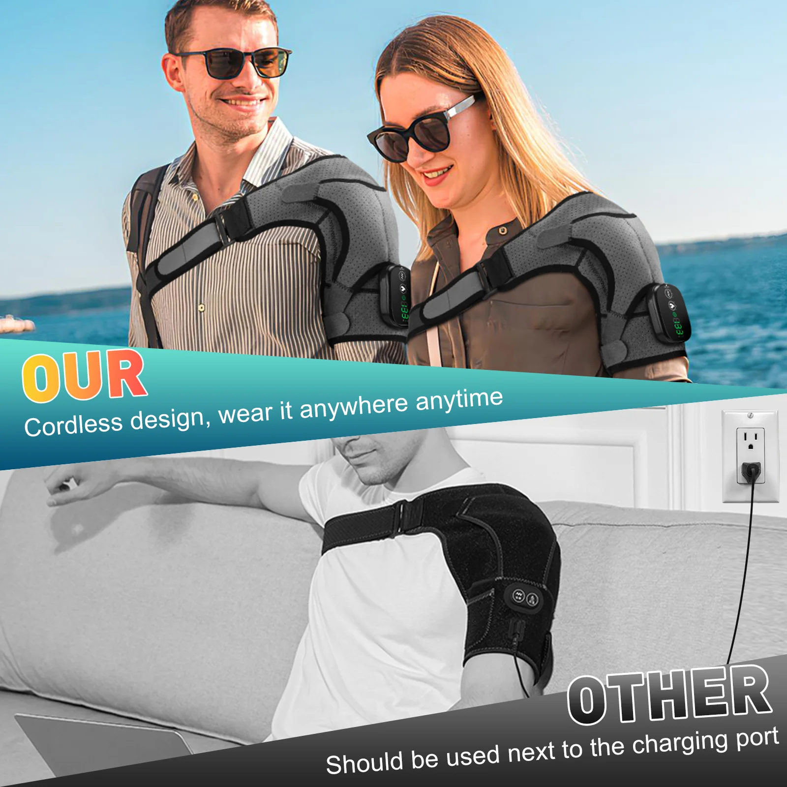 Wireless Electric Shoulder Massager with Heating and Vibration