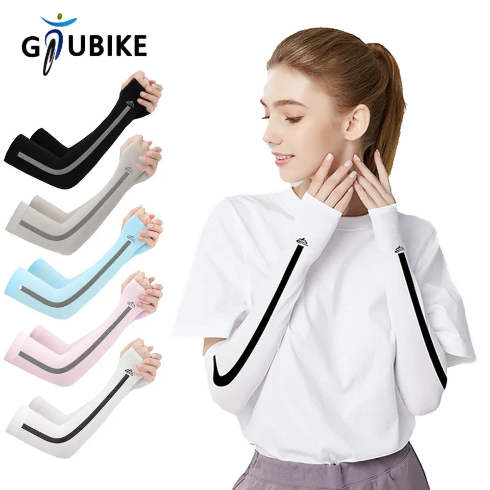 GTUBIKE ركوب الدراجات حماية الذراع الصيف حماية من الشمس الرياضة في الهواء الطلق ظلة الجليد الحرير الأكمام تنفس الملونة للنساء الرجال
