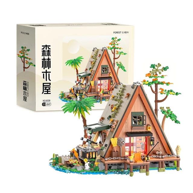 1486PCS Forest House building blocks with LED light Tree Cabin Display Set Buildable brick Kit for Nature Lovers Adults Kids 5