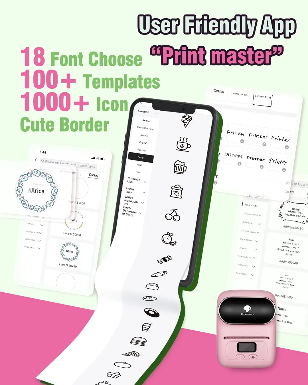 Fabricante de Etiquetas Phomemo M110-impressora Térmica Portátil do Fabricante da Etiqueta de Bluetooth para o Código de Barras Roupa Joia Varejo Mailing - Imagem 5
