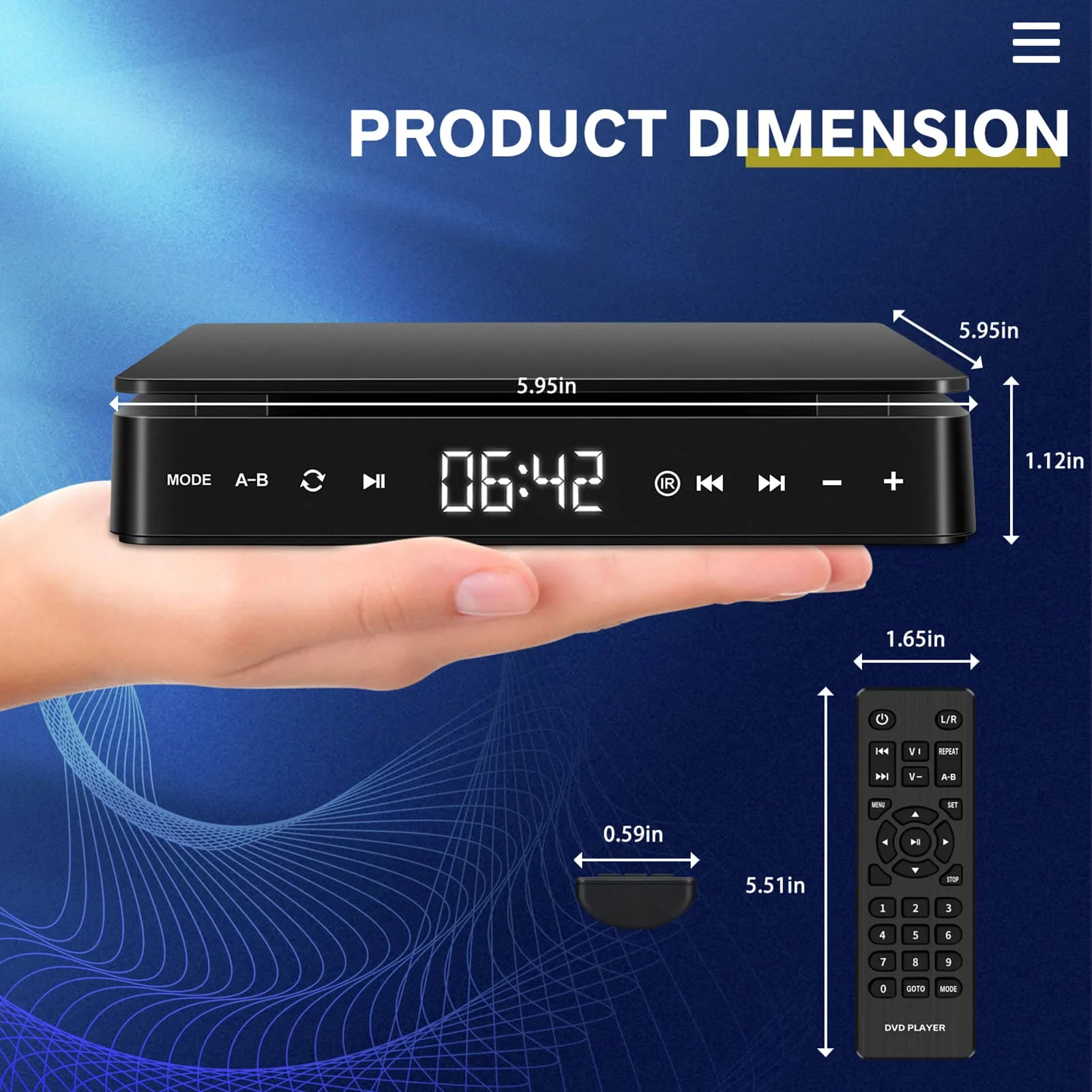 Home DVD/VCD HD Video Player Portable CD Player Multifunctional 1080P Mini Anti-Skip DVD With Remote Control