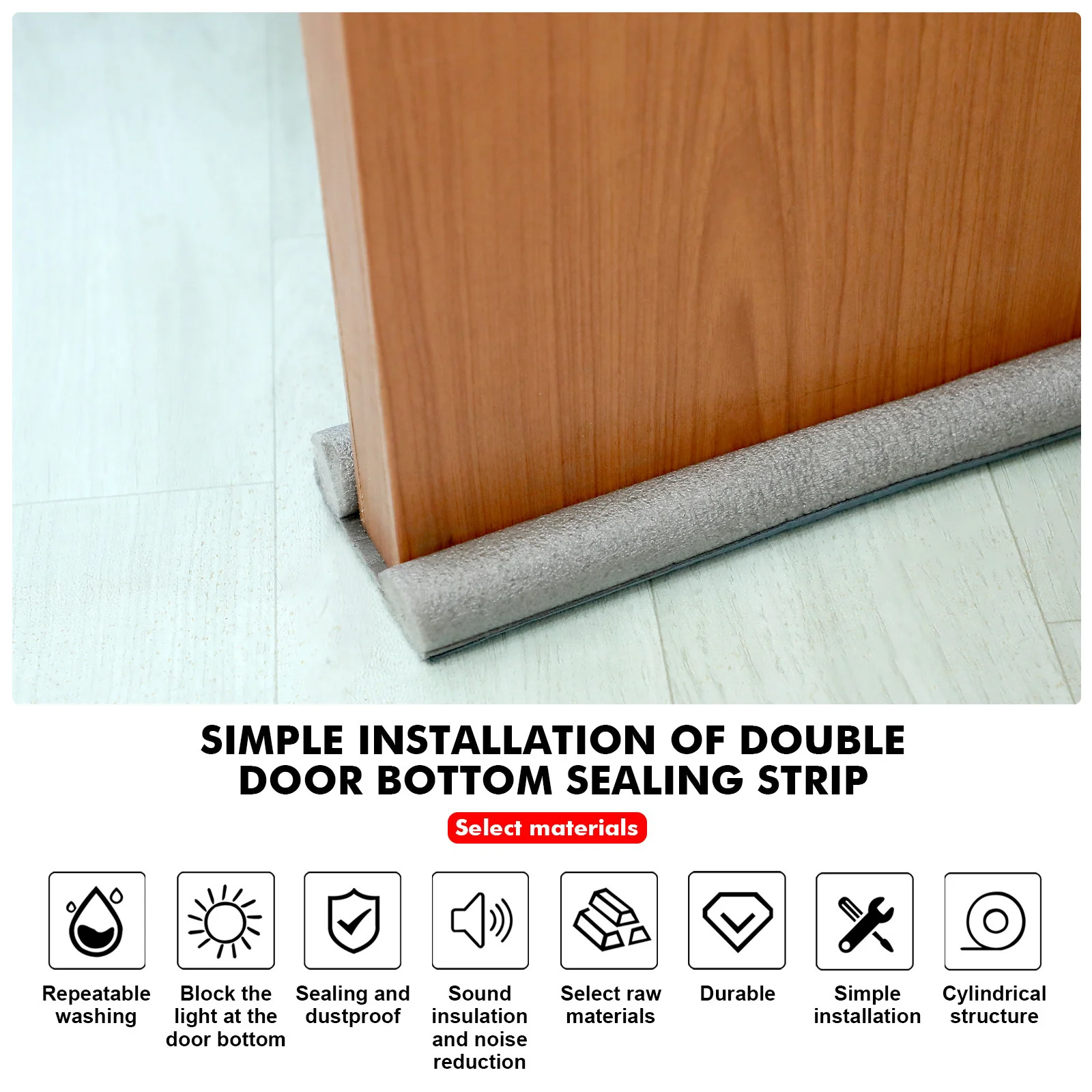 Door Seal Strip Windproof Soundproof Draught Excluder Door Bottom Guard Double Protector Dust-proof Blocker