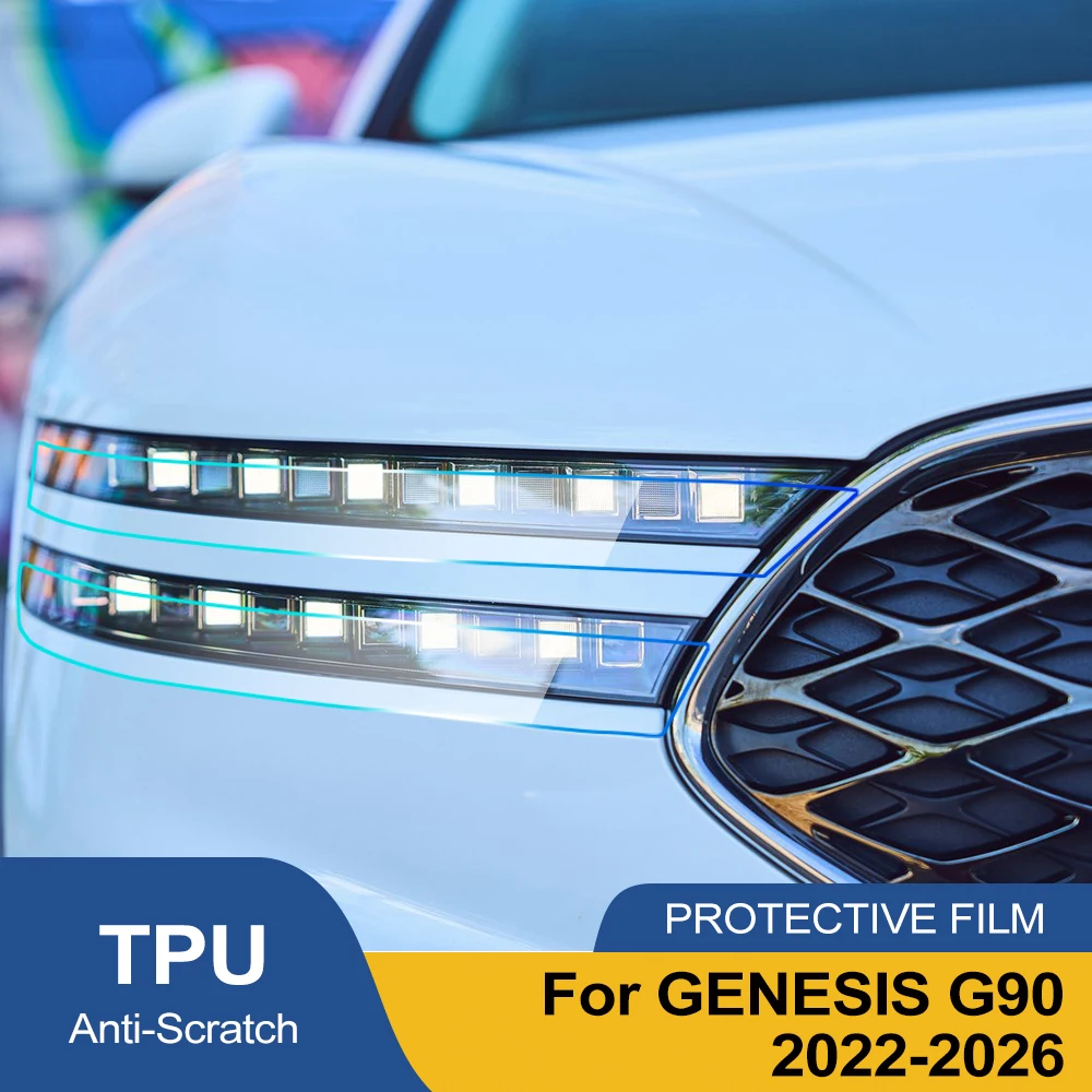 Für GENESIS G8 E-G80 Rauchschwarz Hochglanz Vorgeschnittene Scheinwerferschutzfolie TPU PPF Kratzfeste Auto-Vinylfolie Kit – Detail 1