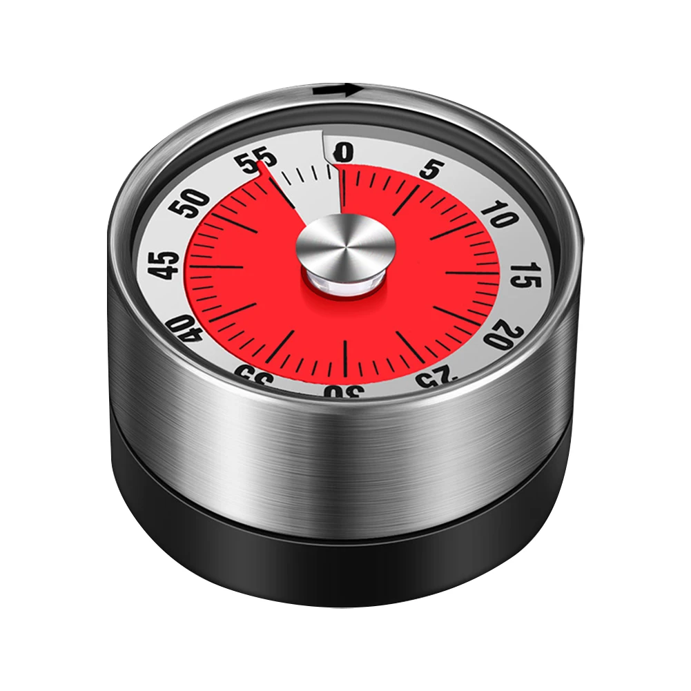 Mechanical Visual Kitchen Timer with Loud Alarm 60-Minute Countdown Timers Stainless Steel Countdown Reminder for Kids Adults