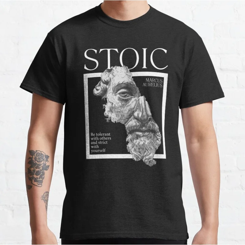 Stoische Weisheiten für persönliches Wachstum und Mitgefühl. Lustige griechische Philosophie, Stoizismus, Team-Stoic-Humor, grafische T-Shirts, große Größe, Oberteil