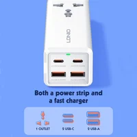 LDNIO Power Strip 65W 4 USB C Outlets With 2M Extension Cord Fast Charger For Laptop/Macbook/Ipad/Earphone/Mobile Phone Usb Plug - Image 3