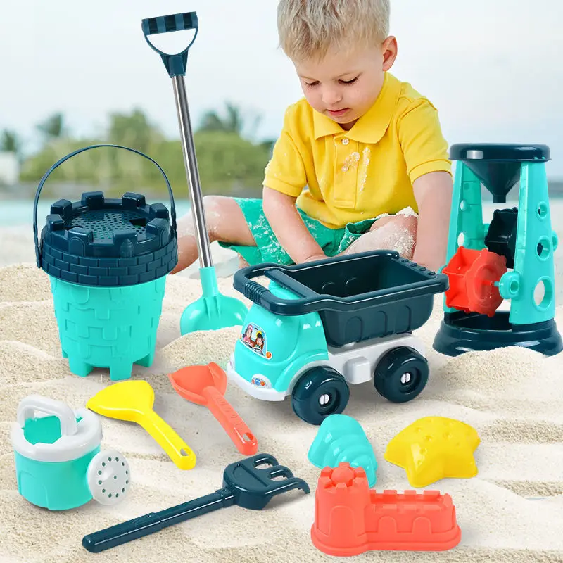 

Outdoor Games Beach Accessories Children's Sand Play Water Beach Baby Toy Gifts Four Wheeled Cart Hourglass Toys For Kids Summer