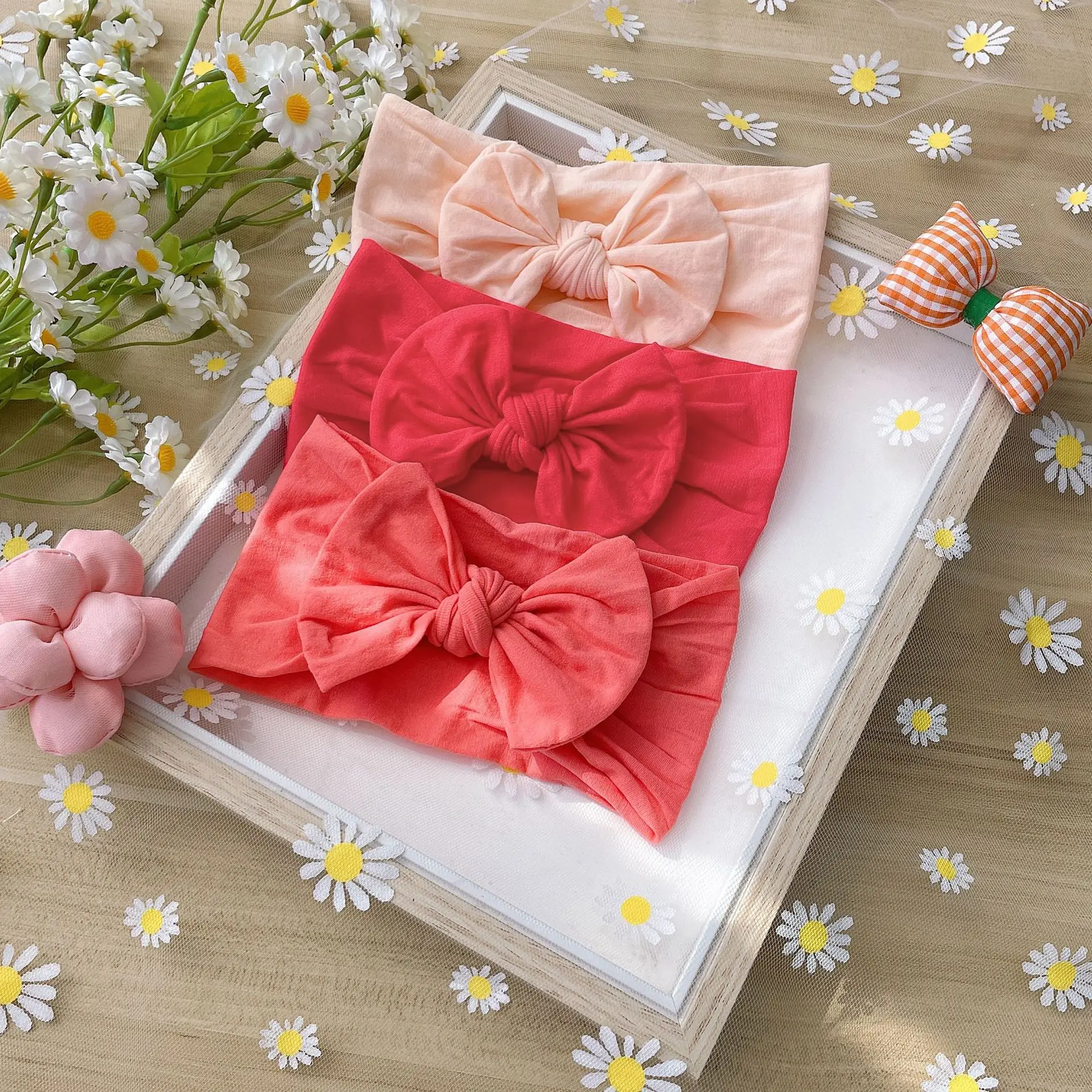 Baby Bowknot Elastic Headband Set - 3-Pack Boutique Turban Hair Accessories