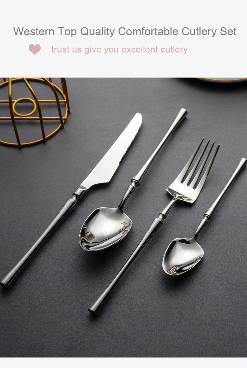 Description Picture 2 of itemTableware Sets Stainless Steel Cutlery Set 24 Pcs Silverware Dinnerware Set Forks Knives Spoons Tea Spoons Dishwasher Safe