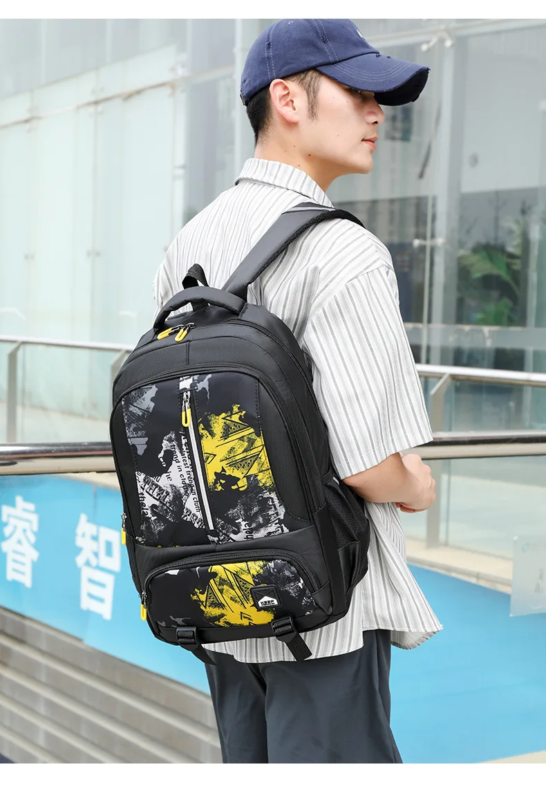 Hochwertiger, trendiger Herren-Rucksack mit großer Kapazität, lässiger Laptop-Rucksack für Damen, High-School-Mittelschüler-Paket – Detail 18