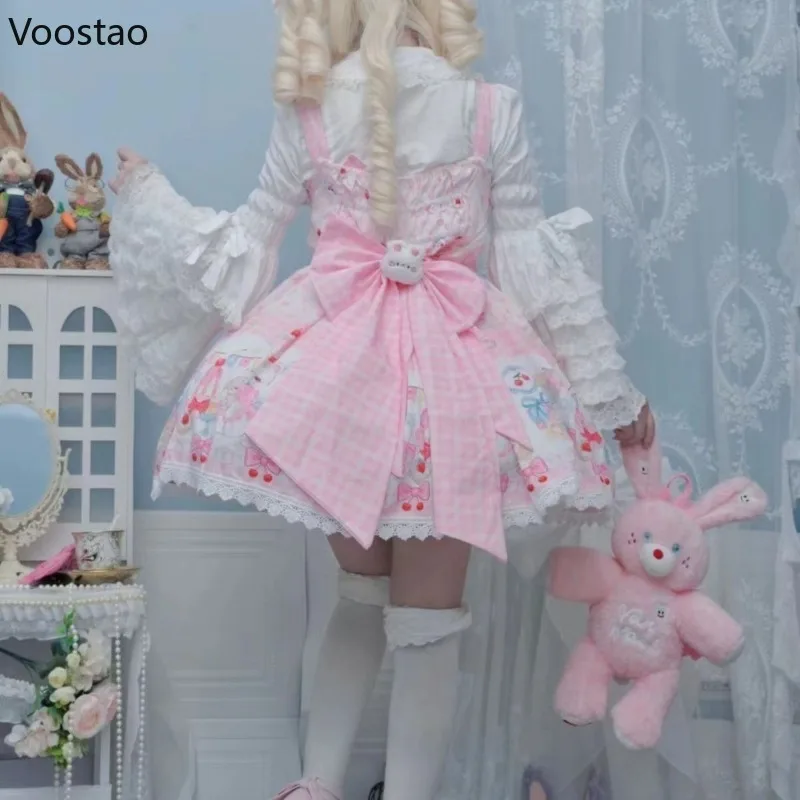 Japanese Sweet Lolita Jsk Dress Women Tea Party Mini Dresses Lolita Dress Lolita Suspender Dress Lolita Cosplay Costumes