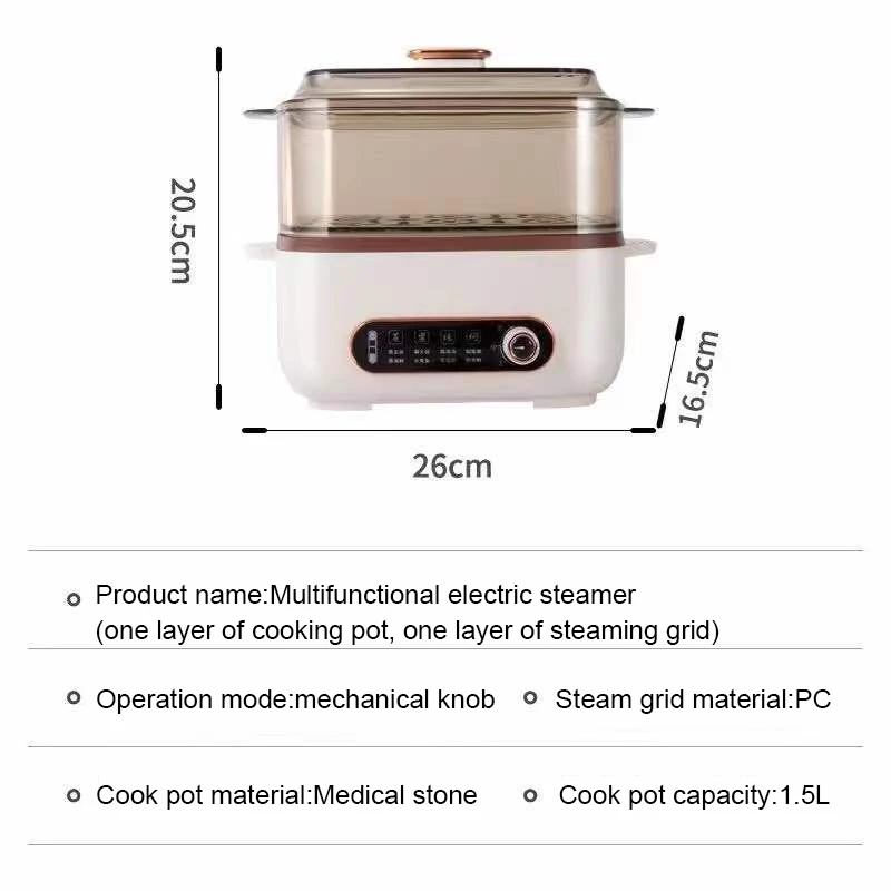 Multifunctional Electric Food Steamer Noodles Pasta Skillet Rice Cooker Egg Frying Pan Porridge Soup Stew Hot Pot Meals Heater 5