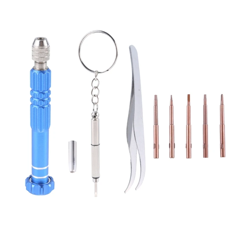 

Набор из 5 отверток для электроники включает в себя 1,5 мм, плоскую головку, TorxT5T6 и пятилепестковую головки.