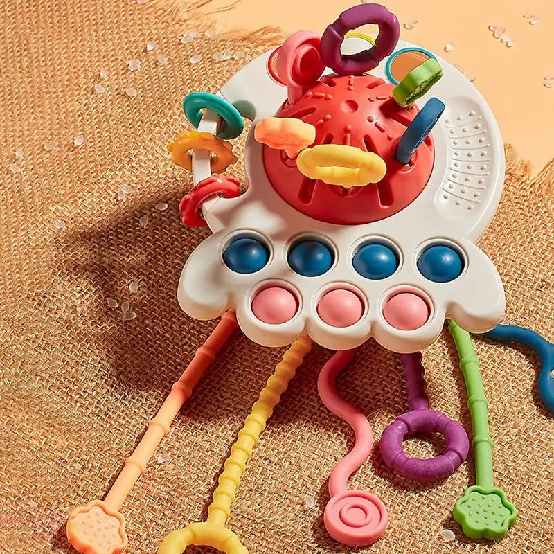 

Montessori Pull String Sensory Toys Baby Soft Silicone Pull String Interactive Toy Development Educational Toys For Baby