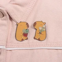 Cute Capybara Enamel Pins Cartoon Animal  Metal Brooches Shirt Backpack Lapel Badge Jewelry Gift for Kids Friends 6