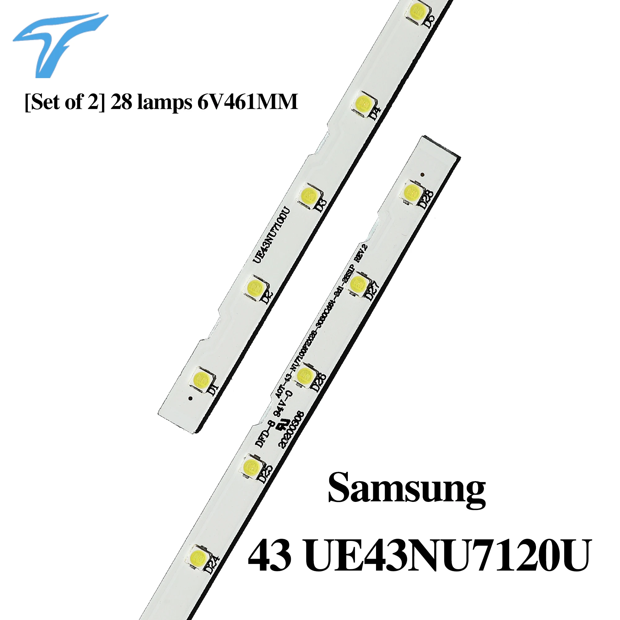 LED Strip For Samsung 43NU7100 UE43NU7100 UN43NU7100 UE43NU7100U AOT_43_NU7100F UE43NU7120U UE43NU7170U BN96-45954A 6V