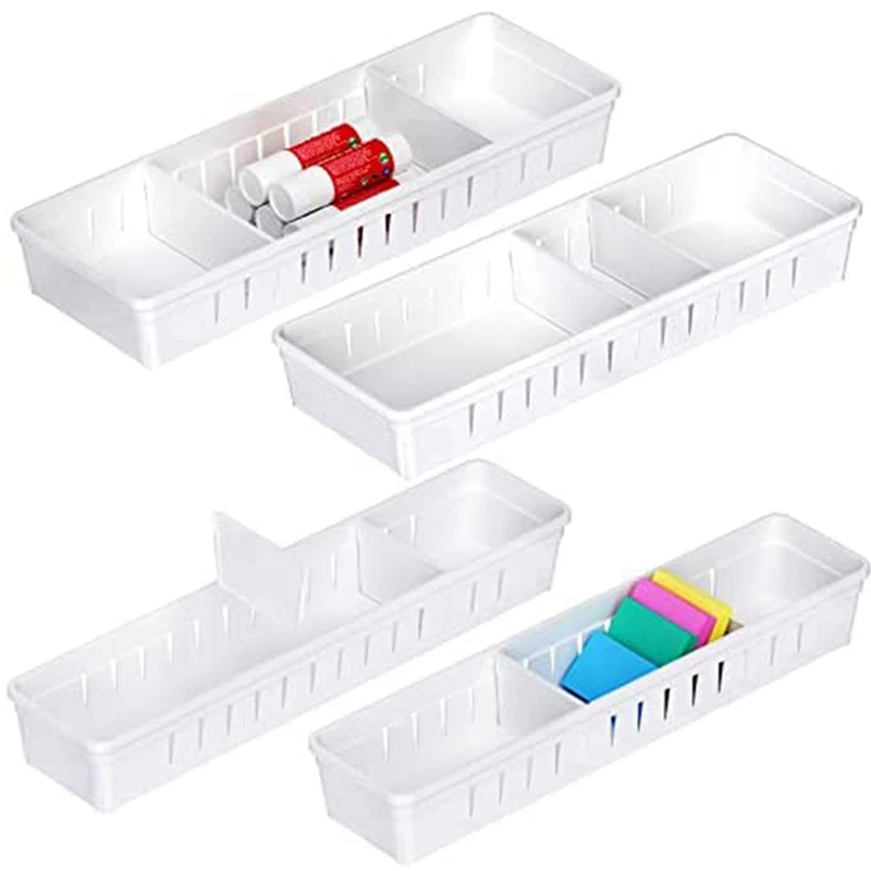 

4 Pack Desk Drawer Organizer Trays Small Desk Organizer Set Makeup Organizer Storage Dividers