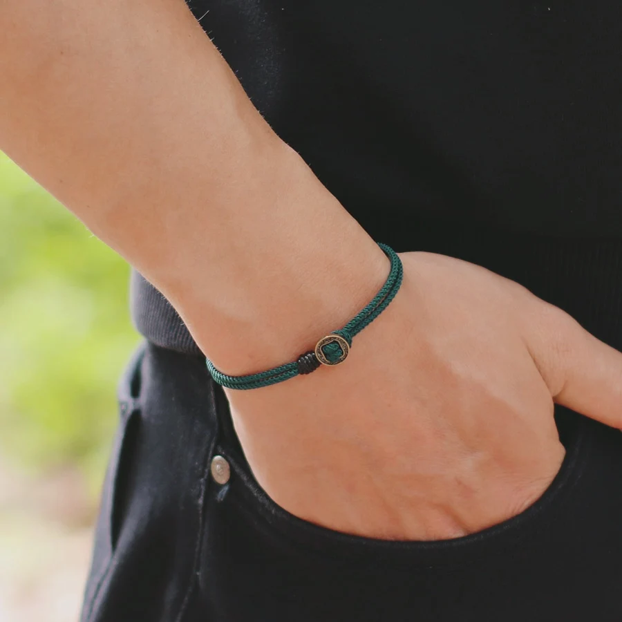 Men Red Rope Leather Bracelet Macrame Lucky Accessory