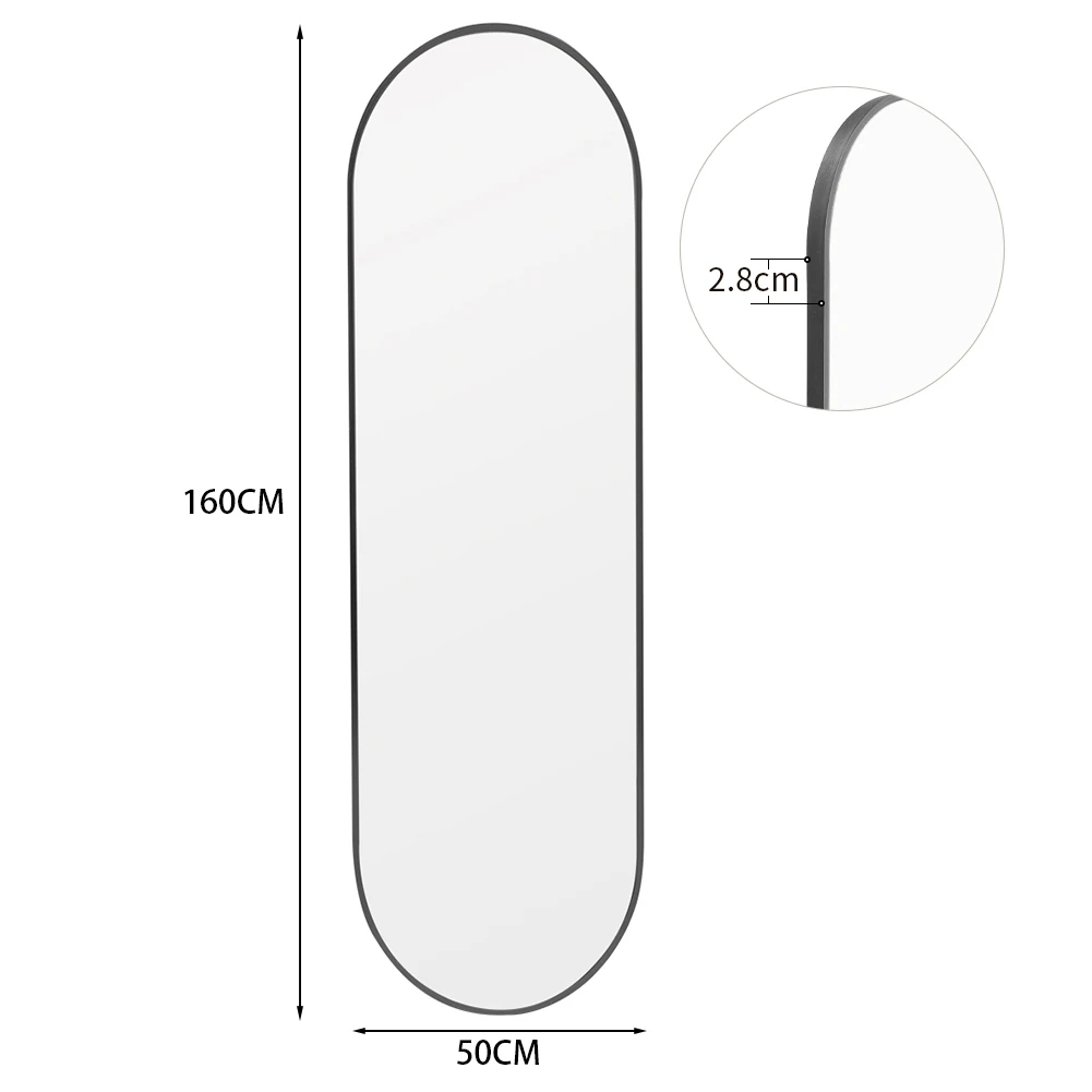 【Lifeideas】Black/Gold 150/160cm Oval Full Length Wall Mounted Mirror