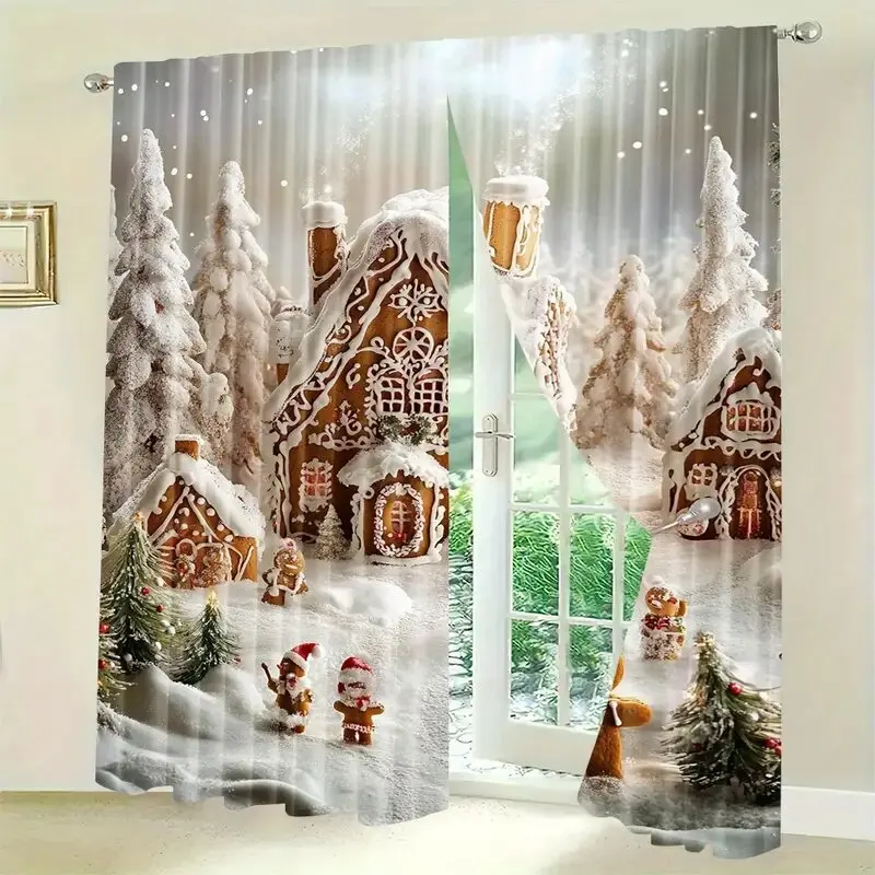 Snow Scene & Gingerbread Curtain Set 2