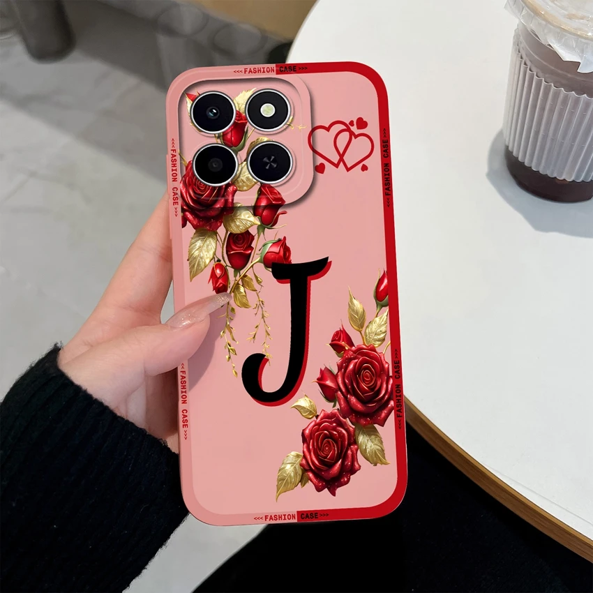 Fashionable Matte Silicone Floral Letter Design Shockproof Protective Phone Case