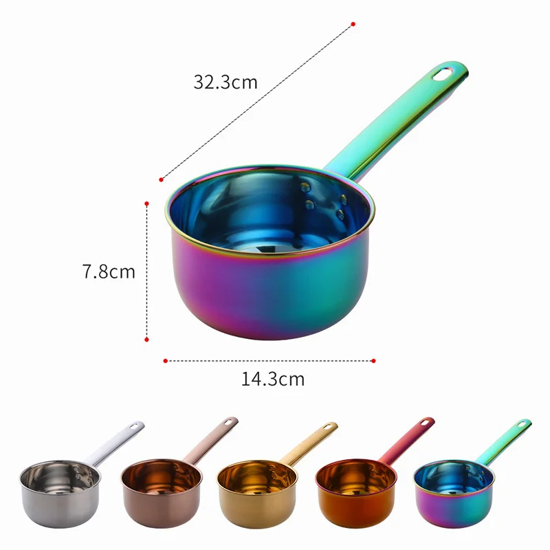 Household Water Spoon Kitchen Large-Capacity Stainless Steel Multi-Function Long Handle Water Spoon Non-Stick Noodle Milk Pot