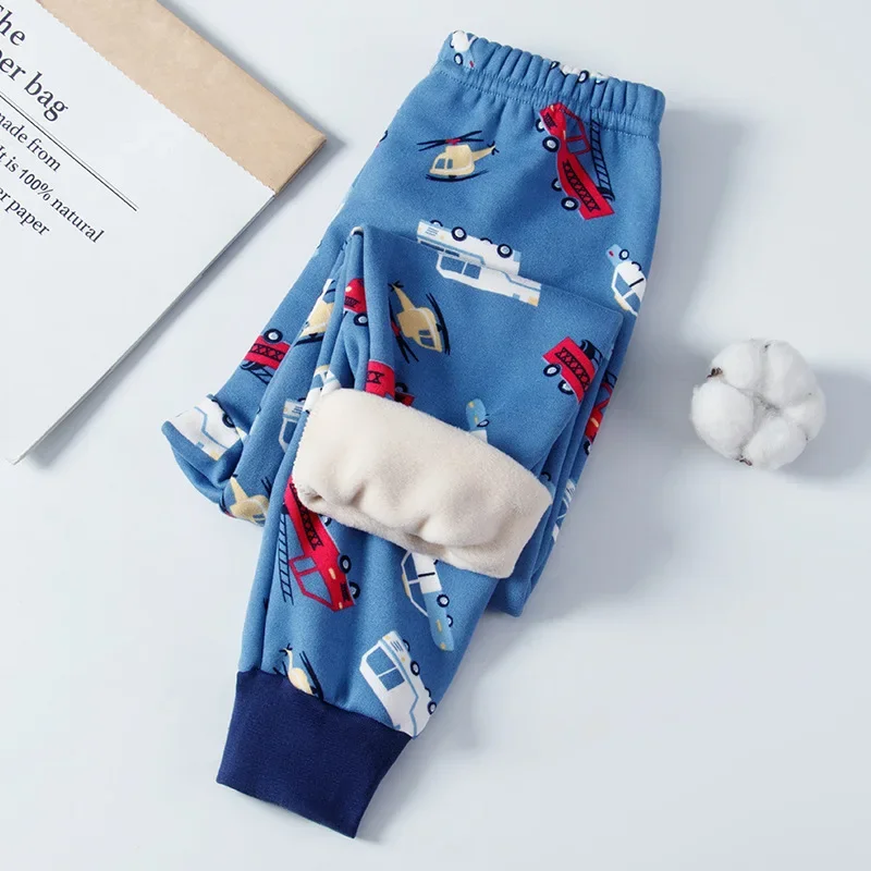 New 2-8 Years Old Boys and Girls Warm Pants Baby Solid Color Thick Pants Soft Sleepers Warm Children's Clothing