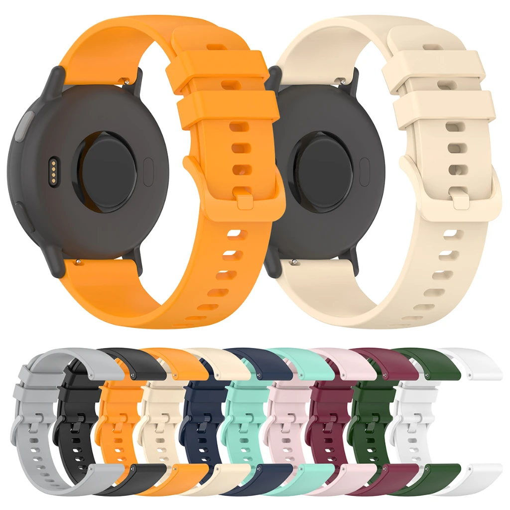 Silicone Sports Wristband for Smartwatch - 20mm Solid Color Strap Replacement