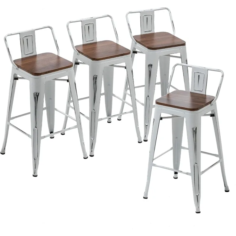 

30" Metal Bar Stools Set of 4 Counter Height Barstools Industrial Counter Stool Kitchen Bar Chairs