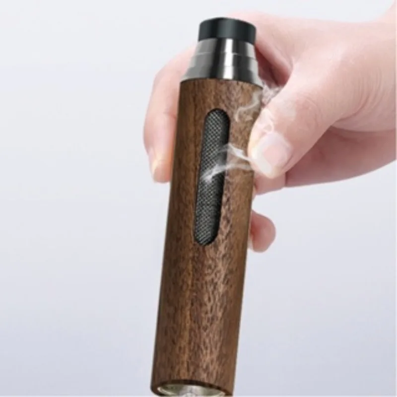 Portable Lazy Car Ashtray Black Walnut Wood No Dropping Soot Smoking Accessories Mini Cigarette Case