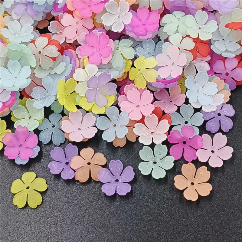 

Handmade Frosted Jewelry Accessories For Flower Holders 5 Petal Flowers 50Pcs DIY Warm Color Handicraft Keychain Necklace