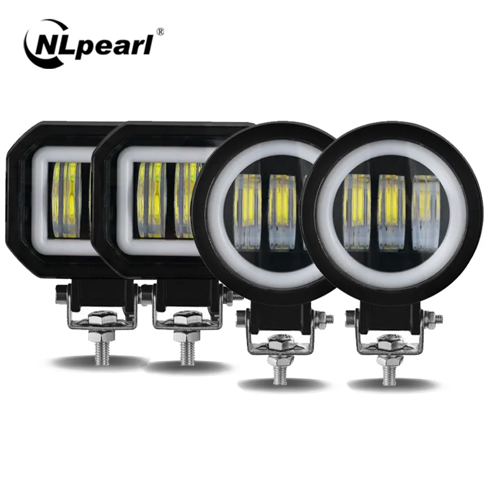 Nlpearl Car 12V 24V Led Work Light Bar 30W Angel Eyes Led Light Per Camion 4Wd Atv Trailer Offroad Moto Driving Light Headlight